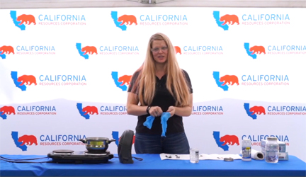 CRC's Amanda Callahan conducts experiment for Science Sundays in Kern County.